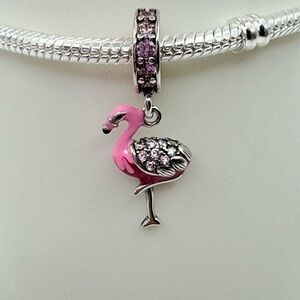 Pandora Pink Flamingo Charm with Crystals
